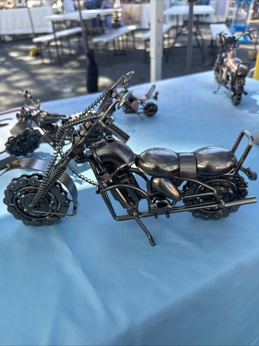 Metal motorcycle sculpture - metal,
