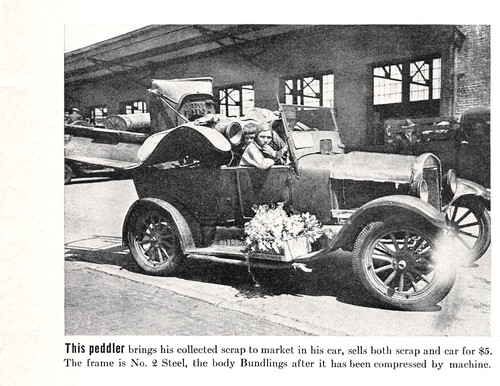 Scrap peddler drives car - peddler,