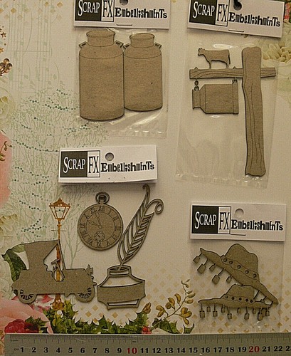 Chipboard diecut cream - diecut, cans